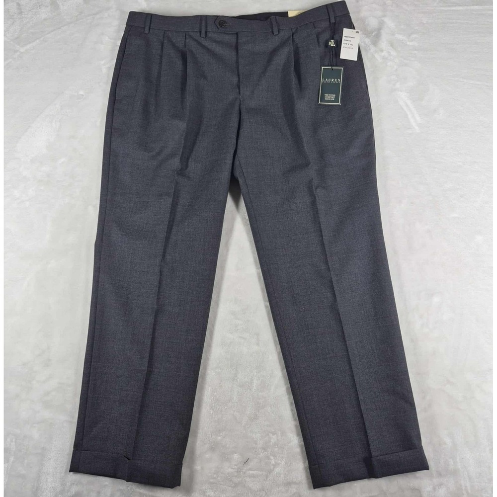 Lauren Ralph Lauren‎ Total Comfort Trousers Pants Men's 42x30 Gray 100% Wool NWT
